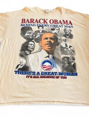 Men’s Barack Obama Behind Every Great Man Theres A Great Woman Rap T-Shirt 3XL